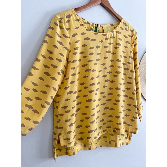Anthropologie Yellow and Brown Blouse - Picture 3 of 8